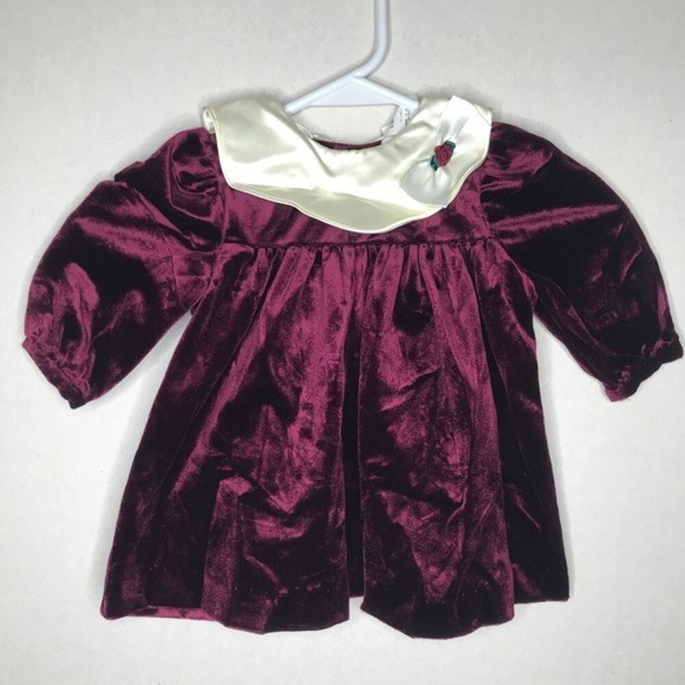 Vintage Carters Baby Girl Velvet Holiday Collared